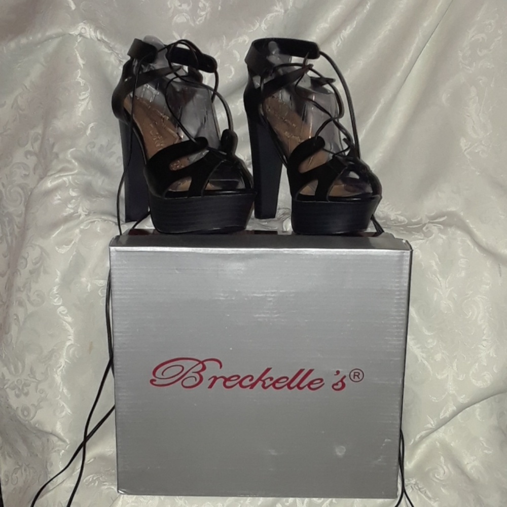 Women's Peep Toe, Lace Up Leg, High Heels